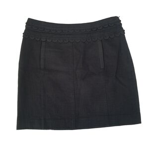 Tory Burch Tweed Black Mini Skirt Size 4 Scalloped Detail with Pockets